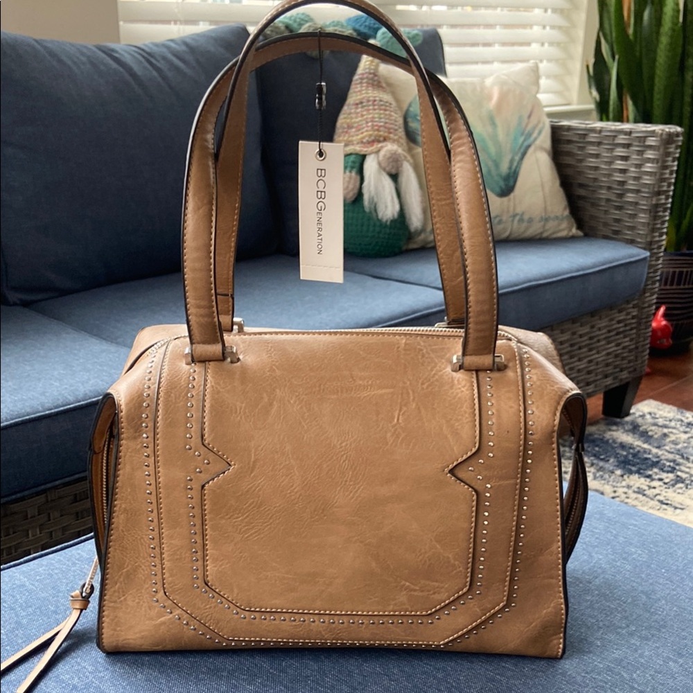 BCBGeneration Tan Satchel with Structured Design